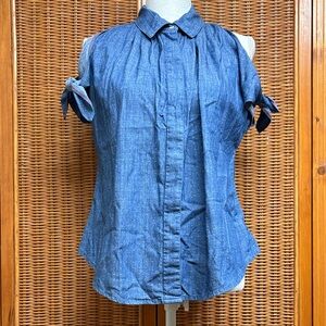 Anthropologie Holding Horses Chambray Dot Top